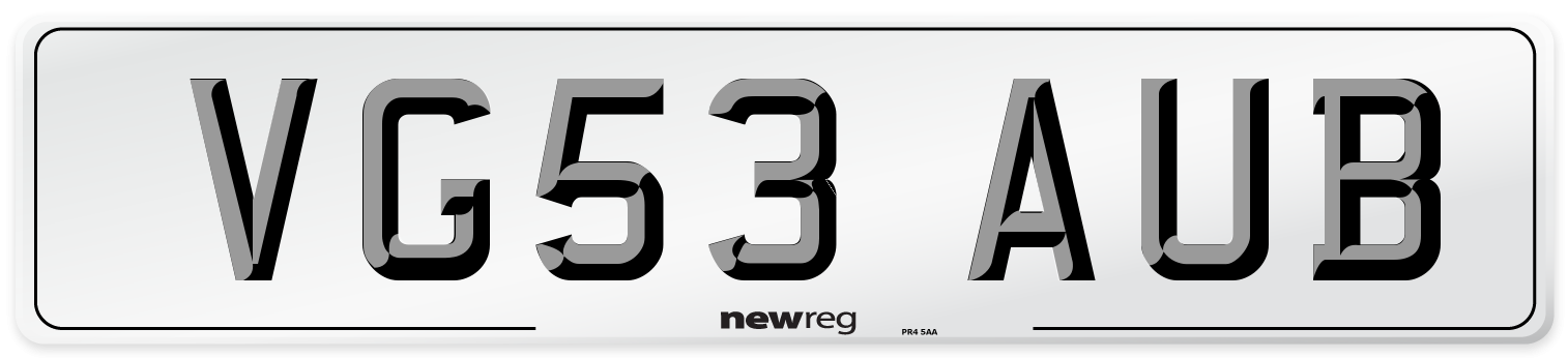 VG53 AUB Number Plate from New Reg